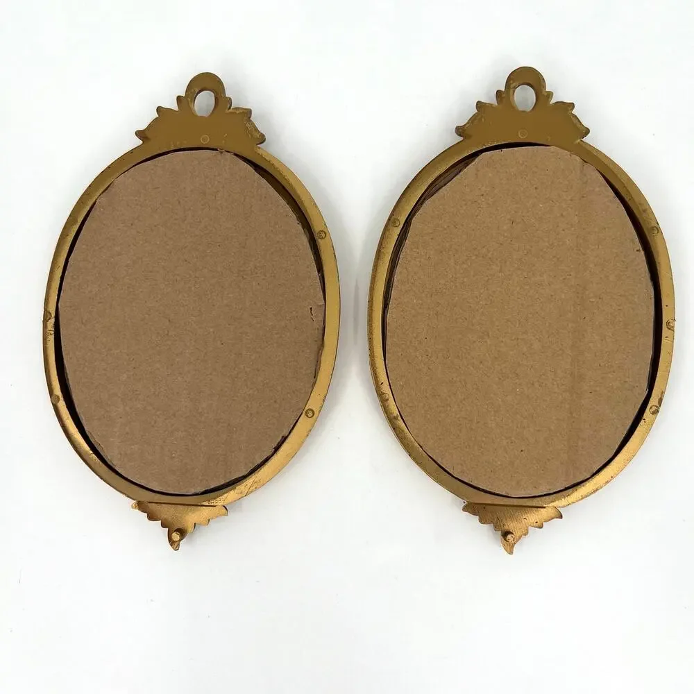 Vintage French Victorian Rococo oval photo frame with elegant bow- set of 2